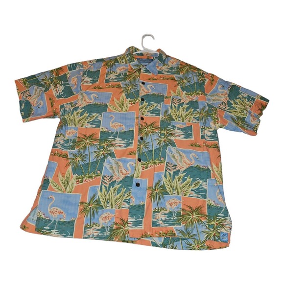 Bermuda Bay Other - Bermuda Bay Silk Shirt XL Men's Short Sleeve Flamingos Vacation Tropical